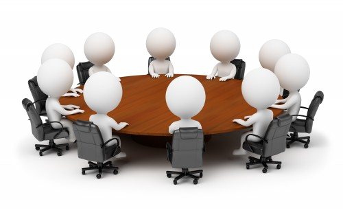 Акционеры ЗАО, человечки сидят вокруг круглого стола